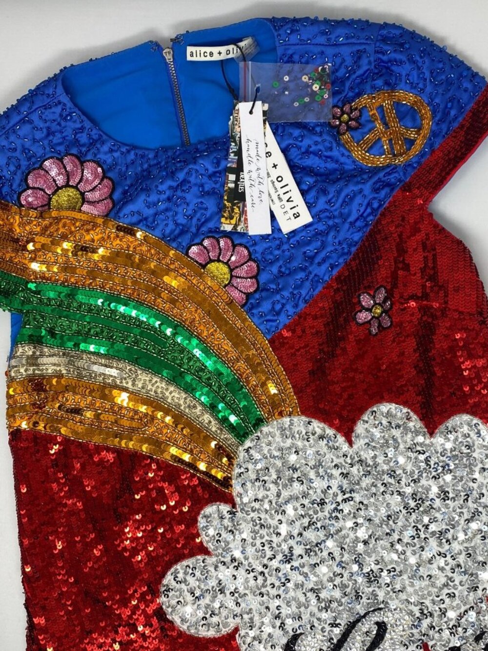 Alice + Olivia X The Beatles Come Together Clyde Sequin Shift Dress 6 NWT $995 - Picture 10 of 16